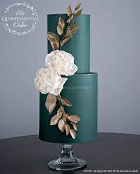 Here is an easy tutorial for you guys. Tqc Green Wedding Cake With Burnished Gold Accents And Wafer Paper Flowers The Quintessential Cake Chicago Luxury Wedding Cakes The Quintessential Cake