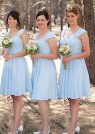 A Line Sky Blue Two Straps Chiffon Short Bridesmaid Dresses Wg092 From Veryprom Light Blue Chiffon Bridesmaid Dress Short Bridesmaid Dresses Custom Bridesmaid Dress