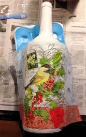 How To Decoupage Christmas Napkins On Mason Jar With Snow Decoupage Jars Christmas Mason Jars Mason Jar Diy