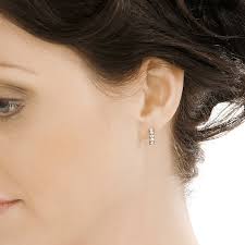 Curved Bar Pendant Earrings with Crystals