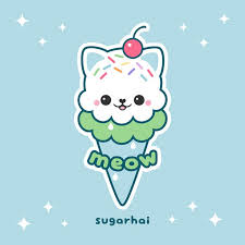 Strawberry ice cream with chocolate cone clip art at clker com. Ice Cream Kitty Kawaii Cat Drawing Kawaii Drawings Kawaii Illustration