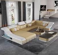 Muebles de sala de estar americanos al por mayor, sofá seccional moderno en  esquina con luz LED