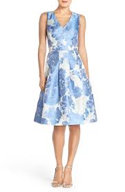 Eliza J Floral Jacquard Fit Flare Dress Nordstrom Fit Flare Dress Floral Blue Dress Fashion