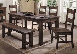 dining table, 4 chairs & free bench brown