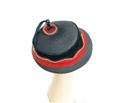 Vintage Hat Blue Red 1940s Woman S Tilt Norman Durand Etsy Hats Vintage Fedora Hat Women Women Fedora Hat