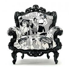 I Love This Funky Vintage Style Chair With A Pop Of Roy Lichtenstein Type Comic Book Print Fabric Vintage Chairs Modern Upholstery Modern Upholstery Fabric