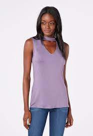 V Neck Choker Top Clothing In Purple Sage Get Great Deals At Justfab
