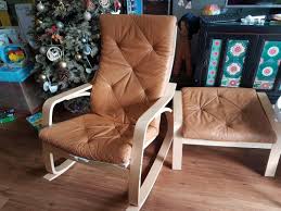 I keep looking at the ikea poang chairs because they're cheap and we need something lightweight that my boys can move out of the way easily during i have 2, and they are comfortable and durable. Ikea Poang Rocking Chair And Footstool Furniture Tables Chairs On Carousell