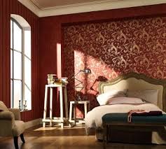 Romantische Rote Tapete Im Schlafzimmer Innenarchitektur Rotes Zimmer Wohnen