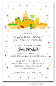 Taco bars also get people really excited to come to the party and make their own tacos. Taco Bar Mexican Fiesta Graduation Party Invitations