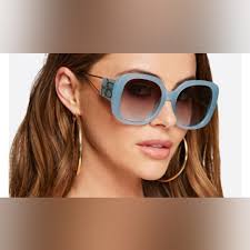 Jessica Simpson Oversized Blue Oval Sunglasses