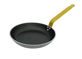 Choc Resto Induction Round Non Stick Aluminum Fry Pan 5 Mm Thick 12 5 Inch Yellow Handle Cookware Storage Frying Pan Handle
