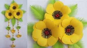 Zerodeco party decoration, 21 pcs black and gold hanging paper fans, pom poms flowers, garlands string polka dot and triangle bunting flags for birthday parties wedding décor, table & wall decorations : Diy Beautiful Wall Hanging How To Make Paper Flower Wall Hanging For Home Room Decorations Youtube