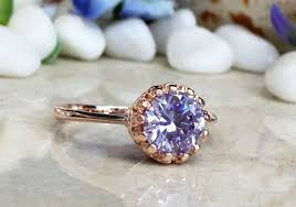 Lavender Amethyst Ring Gemstone Ring Gold Ring Bezel Ring Round Ring Purple Ring Bridal Gift Wedding Jewelry Gold Gemstone Ring Purple Rings Amethyst Ring