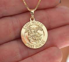 Best Seller Gold Saint Michael Necklace St Michael Charm Etsy In 2021 St Michael Necklace St Michael 14kt Gold Jewelry