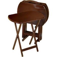 Winsome Wood Corbett 5 Piece Oblong Snack Table Set Walnut Finish Walmart Com Snack Table Set Winsome Wood Tv Tray Table