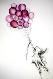 Http Debbie Smyth Com Mixed Media Balloon Girl By Debbie Smyth Pin And Thread Drawing With Printed E Imagination Drawing Art Drawings Balloon Illustration