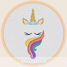 Unicorn counted cross stitch pattern. Unicorn Face 2 Cross Stitch Pattern Funny Cross Stitch Patterns Cross Stitch Patterns Cross Stitch