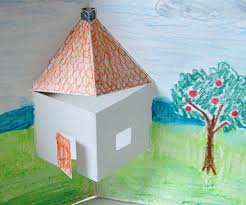 On the other two sides, go up to a point in the middle, like a roof. Pop Up House Inventors Of Tomorrow