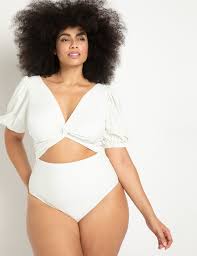 Puff Sleeve Swimsuit Women S Plus Size Swimwear Eloquii