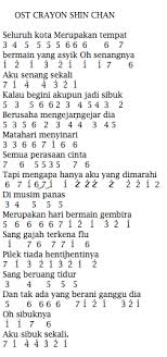 Sulit untuk pemula yang menggunakan pianika, piano, keyboard karena ada banyak sekali nada miring pada lagu ini. Not Angka Pianika Lagu Crayon Shinchan Opening Satu Not Lagu Not Angka Indonesia Terlengkap 2020