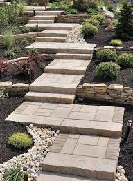 Project Gallery For Walkways With Pavers Natural Stone Boulders In 2020 Walkway Landscaping Garden Stairs Landscape Stairs