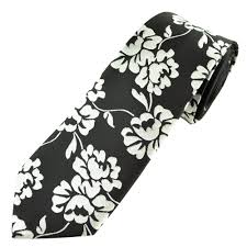 Floral seamless pattern with hand drawn flowers. Black Silver Flower Patterned Men S Tie From Ties Planet Uk