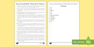 Word problems involving quadratic equations from two step equations word problems worksheet , source: Two Step Word Problems For Second Grade Teaching Resources