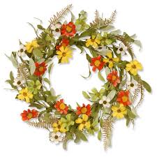 Save your door by leaving the nails behind and hang your wreath with haute decor over the door adjustable wreath hanger. Floral Wreath With Sunflowers Red Yellow 20 Target
