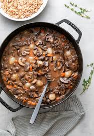 Vegan Mushroom Bourguignon Is The Ultimate Savory Mushroom Stew That S Made In One Pot And Delicious Served In 2020 Mushroom Bourguignon Vegan Dishes Stuffed Mushrooms