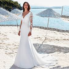 Find the perfect wedding dress for your big day. Elegant Boho Satin Wedding Dresses Beach Illusion Long Sleeve Bohemian Bridal Wedding Dress Bride Mermaid Wedding Gowns 2019 Buy At The Price Of 98 04 In Aliexpress Com Imall Com