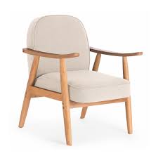 5 mai 2020 julien chaises longues. Fauteuil En Tissu Beige Accompagne De Pieds En Bois Massif De Qualite