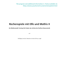 Maybe you would like to learn more about one of these? Pdf Rechenspiele Mit Elfe Und Mathis Ii Ein Mathematiktraining Fur Kinder Der Dritten Bis Funften Jahrgangsstufe