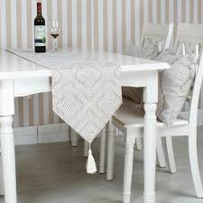 Nikicains Table Runner Polyester Cotton Dresser Runner With Tassels And Diamond Coffee Table To Dining Table Dining Table In Kitchen Kitchen Dining Furniture