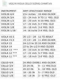 Sizing Chart For Violin Viola Cello Recycled Orchestra