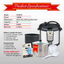 Lessen your cooking effort with innovative smart cooker available at alibaba.com. Primada Malaysia Primada Pressure Cooker Pc 6010