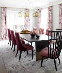 Pink Dining Room With Pink And Gray Rug Contemporary Dining Room Dining Room Design Pink Dining Rooms Dining Room Table