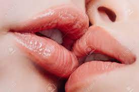Big Lips. Closeup Mouth. Beauty And Fashion. Closeup Of Women Mouths Kissing.  Young Woman Close Up. Advertising And Commercial Design. Sexy Lips. Lesbian  Couple Kiss Lips. Professional Makeup. Stock Photo, Picture and