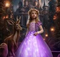 * * LED Glowing Dress for Girls - * Party Costume with Soft Night Lights,  Short Sleeves, Polyester - Battery Operated (Batteries Not Included), Party  Dress *