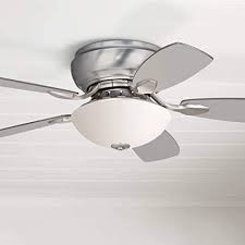 Featuring reversible blades, the fan's contemporary brushed nickel finish is complemented by both the walnut blade finish and the maple blade finish for a beautiful aesthetic in your space. 44 Casa Habitat Modern Hugger Low Profile Indoor Ceiling Fan With Light Led Brushed Nickel Reversible Silver White Blades Frosted Glass For Living Room Kitchen Bedroom Family Dining Casa Vieja