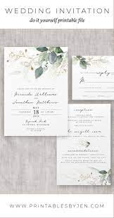 Wedding Invitation Set Template Eucalyptus Bohemian Etsy In 2020 Wedding Invitation Sets Bohemian Invitation Greenery Invitation