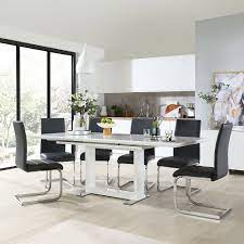 Giovani grey white high gloss and glass 100cm round dining table and 4 milan chairs set from £419.99 mayfair large white high gloss and stainless steel dining table and 6 milan dining chairs Tokyo White High Gloss Extending Dining Table With 6 Perth Grey Leather Chairs Furniture And Choice