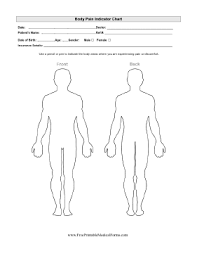 Body Pain Indicator Chart Printable Medical Form Free To