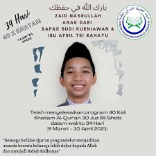 Ucapan untuk anak yang khatam al quran. Zaid Nasrullah Khatam 40 Kali Bil Ghoib Dalam 34 Hari Al Qur An Hebat