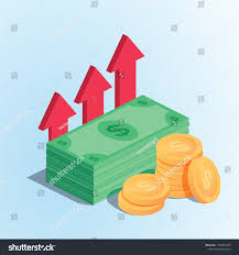 Isometric Profit Money Or Budget Vector Illustration Flat Cartoon Pile Of Paper Cash And Rising Graph Stock Illustration Budgeting Money Best Investment Apps