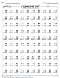 These 100 problems math worksheets are printable teachers parents and students can print them out and make copies 100 addition problems worksheets 100 subtraction problems worksheets 100 multiplication. Subtraction Drill Worksheets