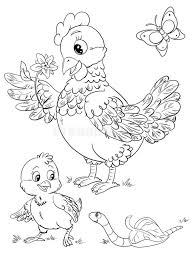 Download 3000+ pictures for free. Cartoon Coloring Page Of Hen With Flower Chicken And Earthworm Stock Illustration Illustration Of Cute Bird 145966847