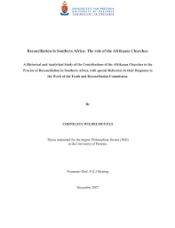 Reconciliation In Southern Africa The Role Of The Afrikaans Churches Manualzz