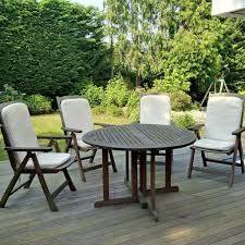 Stainless steelgasbottles not includedsold togethercollection in witbankcash payment. Solid Hardwood Outdoor Dining Table And Chairs By Indian Ocean Round Table Four Chairs With Cr Outdoor Dining Table Dining Table Chairs Patio Furniture Sets