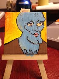 Beautiful Squidward Painted On A Tiny Canvas By Me D Funny Paintings Mini Canvas Art Canvas Painting